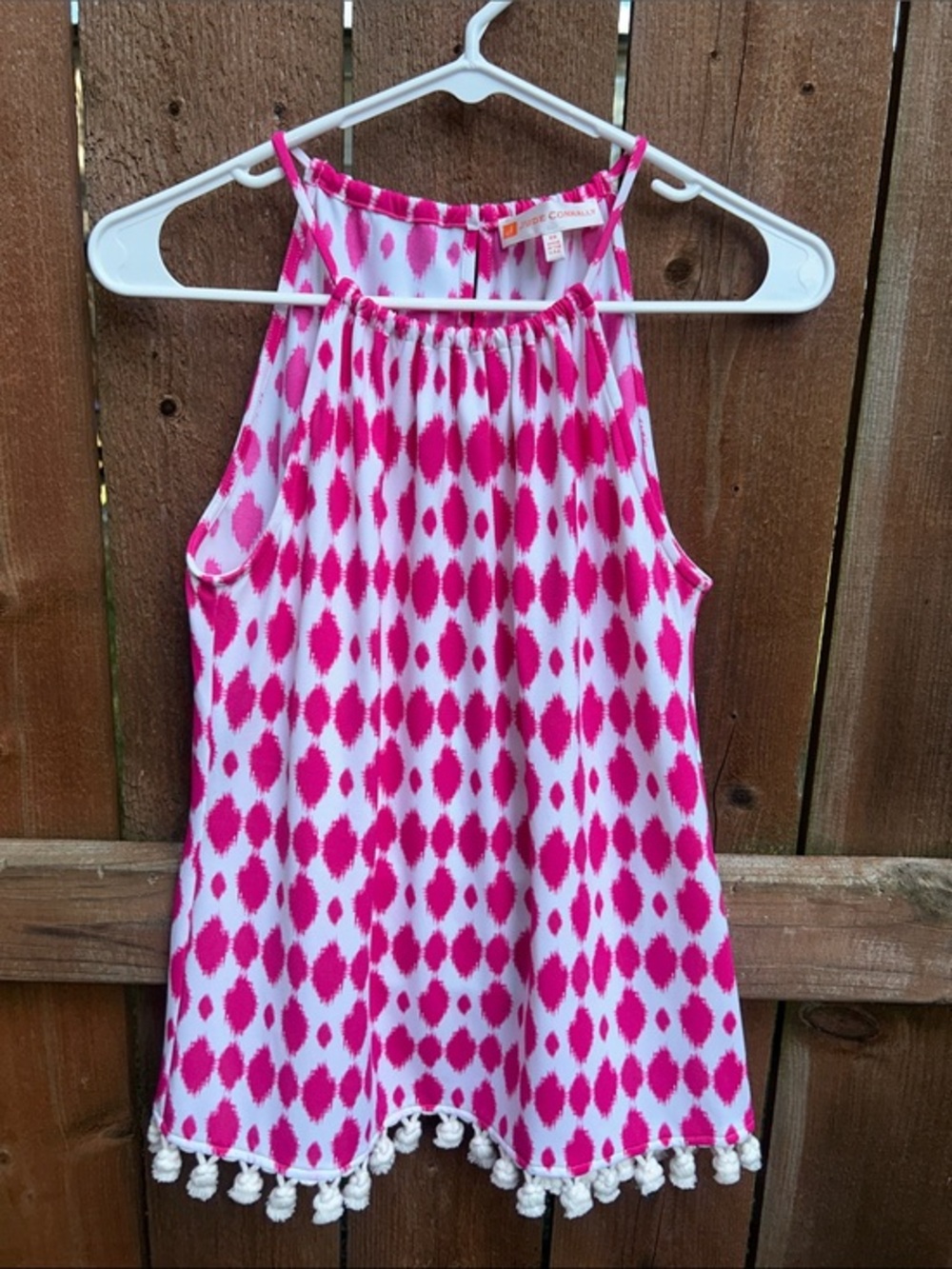 Jude Connally Pink & White Halter Tassel Top Size XS